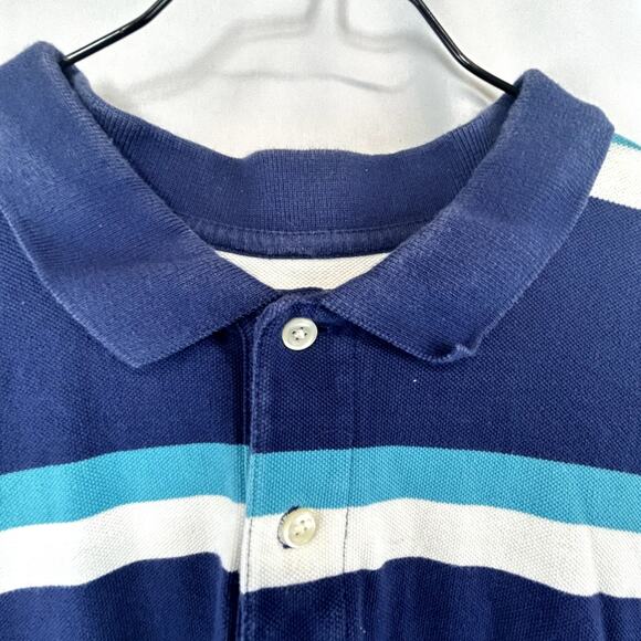 CHAPS XL men's POLO shirt Blue stripe Made in India Short sleeve 100% cotton - Picture 5 of 8